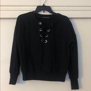 Harlowe & Graham pullover sweater tie front detail